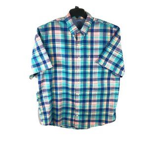 Izod Men's XLT Short Sleeve Button Up Multicolor Cotton Blend Casual Shirt A23